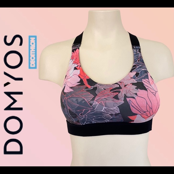 🍋2/$20 DOMYOS Women’s 500 Fitness Cardio Training Sports Bra Floral Print XS - Picture 7 of 14